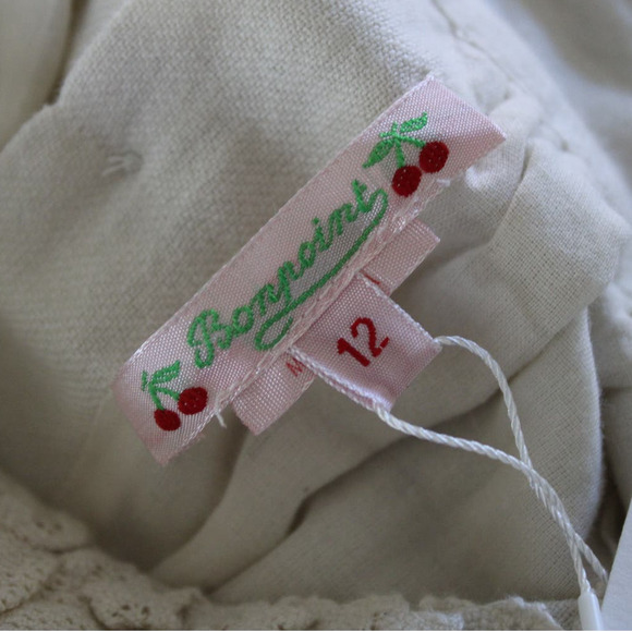 NWT Bonpoint Girls Justine Dress Wool Blend Off White Lace Trim 12 - Picture 8 of 12